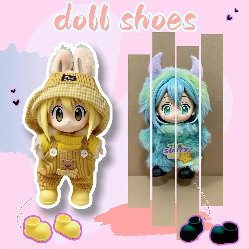 TerraSurge Store Doll Shoes for Labubu,10 Pairs Cute Labubu Shoes Set,Including Pink Labubu Boots,17cm Labubu Accessories(no Doll) - Image 5